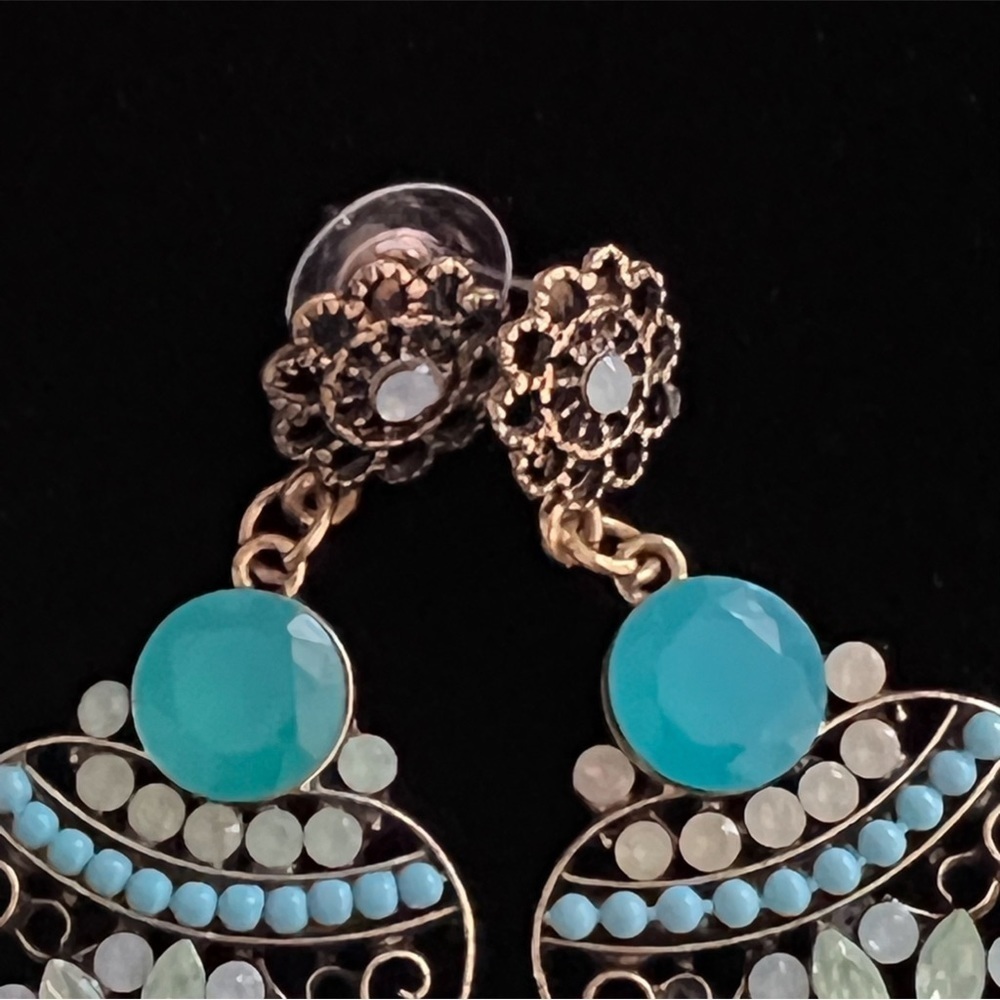 Faux Turquoise Jewelry Bundle Dangle Earrings + Bangle Bracelet OSFM - Picture 9 of 9